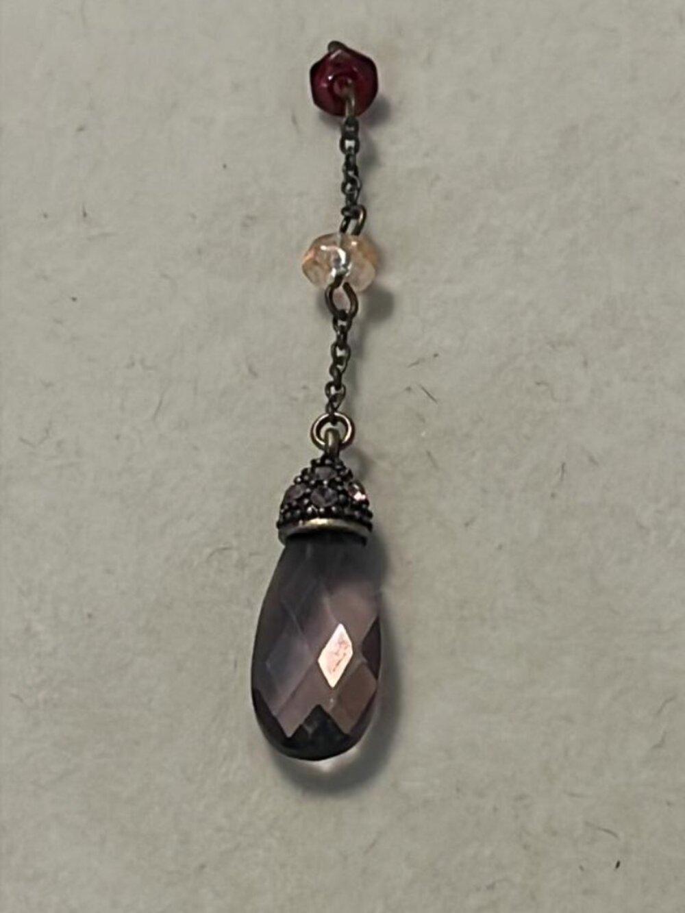 Lavender Teardrop with Pink and Red Stones Pendant